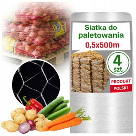 4x Siatka Do Owijania Palet Paletowania Ręcznego 0,5x500m 3,2g Do Warzyw