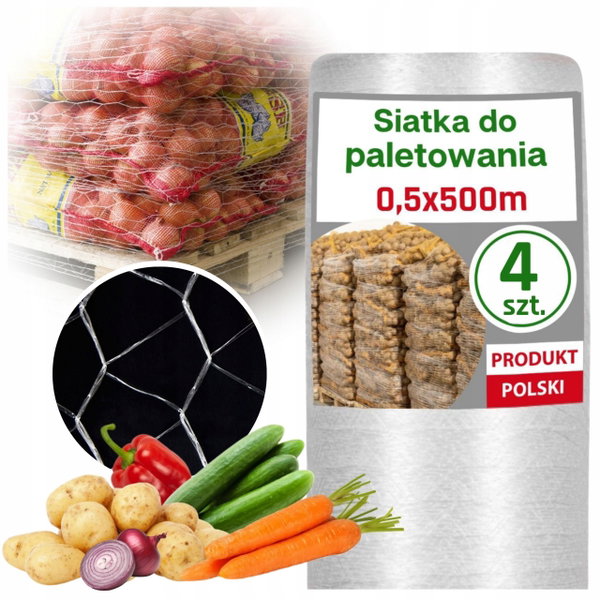 4x Siatka Do Owijania Palet Paletowania Ręcznego 0,5x500m 3,2g Do Warzyw