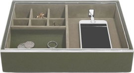 Pudełko na biżuterię i telefon z pokrywką (oliwkowe) Classic Stackers