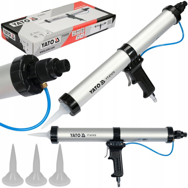 YATO WYCISKACZ PNEUMATYCZNY MAS GĘSTYCH SILIKONU 600ML ALUMINIUM YT-67470