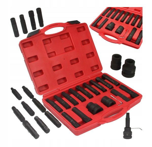 ZESTAW NASADEK BITÓW UDAROWYCH KLUCZE NASADKI IMBUS TORX HEX 3/4" 1" 16el.