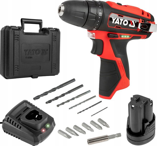 YATO WIERTARKO WKRĘTARKA AKUMULATOROWA 12V +2Ah +WIERTŁA +BITY YT-82901