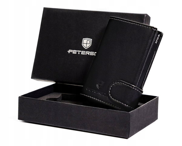 Portfel męski skórzany Peterson automatyczny smart wallet cardholder z RFID