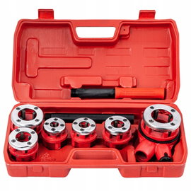 GWINTOWNICA RĘCZNA DO RUR GRZECHOTKA + x6 NARZYNKA 1/2" | 3/4"| 1" | 1 1/4"