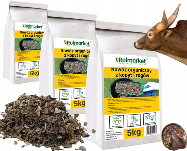 Nawóz z Rogów kopyt na Wiosnę 15kg WIÓRY ROGOWE Mączka Rogowa Naturalny