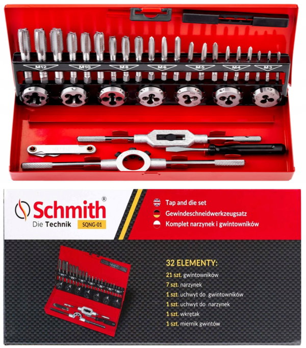 SCHMITH KOMPLET NARZYNEK I GWINTOWNIKÓW 18500032 WALIZKA SQNG-01