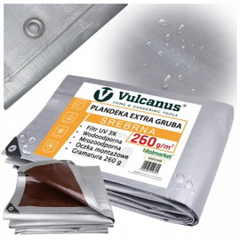 Plandeka Gruba 260g 4x8 m UV Srebrna Mocna Wodoodporna Mrozoodporna Płachta