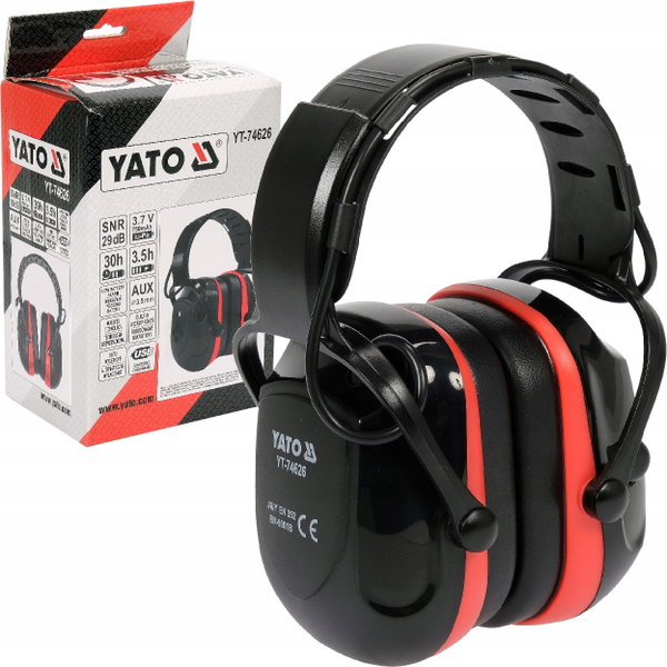YATO NAUSZNIKI ELEKTRONICZNE PRZECIWHAŁASOWE BLUETOOTH SNR 29 dB MIKROFON