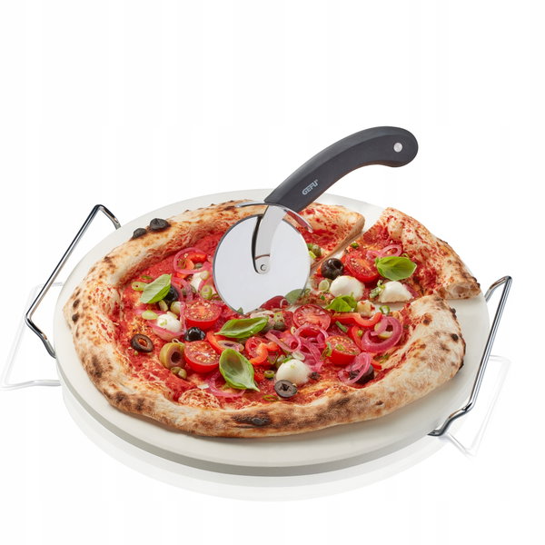 GEFU DARIOSO Zestaw: nóż do pizzy + kamień ze stojakiem okrągły