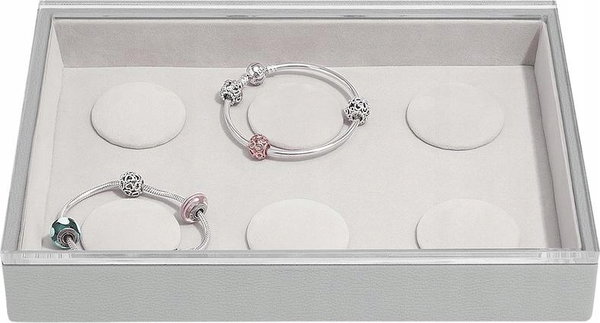 Pudełko na 6 bransoletek charms z pokrywką (jasnoszare) Stackers
