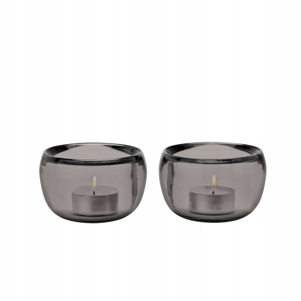 Zestaw 2 świeczników na tealighty Ora (szarych) Nordic Stelton