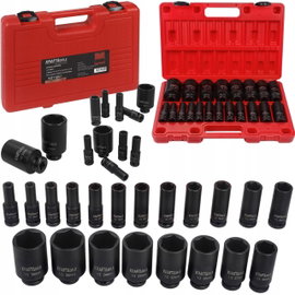 NASADKI UDAROWE DŁUGIE 1/2"CR-MO 20el 10-38mm KLUCZ UDAROWY WALIZKA KD11867