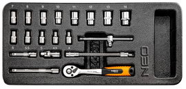 NEO TOOLS KLUCZE NASADOWE 1/4" 19el WKŁADKA DO SZAFKI NARZĘDZIOWEJ 84-237