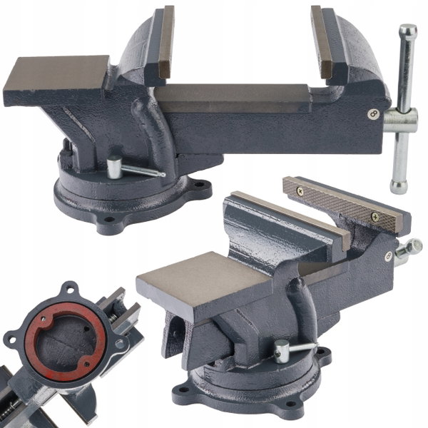 SOLIDNE ŻELIWNE STALOWE IMADŁO ŚLUSARSKIE 150 MM OBROTOWE Z KOWADŁEM 360