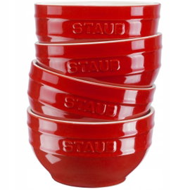 Staub Serving Zestaw 4 misek okrągłych 12 cm, czerwony