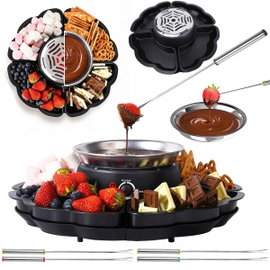 Fondue Elektryczne 2w1 4 Wyjmowane Tacki Do Marshmallow I Ciasteczek Czarny