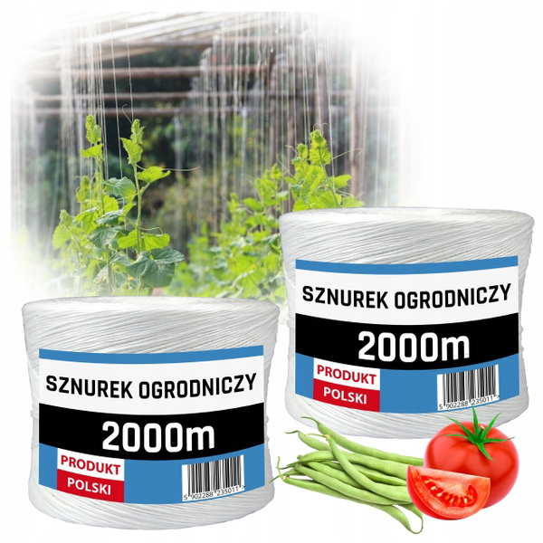 5x Sznurek TEX1000 2000m Ogrodniczy Do Snopowiązałki Szklarni Biały Pomidor