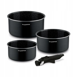 Zestaw GARNKÓW z ODPINANĄ RACZKĄ INDUKCJA Gaz Konighoffer Spinel Black 4 el