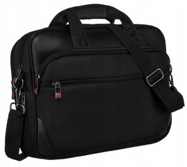 Torba skórzana na laptopa 15" cali Peterson czarna pokrowiec duża skóra