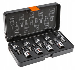 NEO TOOLS KOMPLET NASADEK NASADKI TORX ZESTAW 9 CZĘŚCI 55MM CRV 08-707