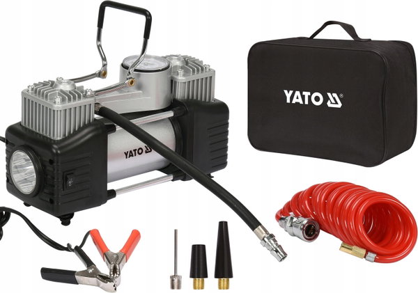YATO KOMPRESOR SAMOCHODOWY Z MANOMETRTEM 12V POMPKA SPRĘŻARKA 250W