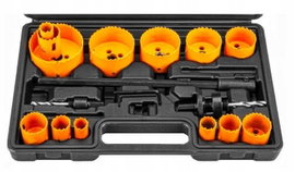 ZESTAW OTWORNIC DO DREWNA I METALU 17szt. 19-76mm + ADAPTER WALIZKA KD10758