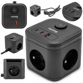 Przedłużacz Kostka Zasilająca HUSLOG HUS1002 1xUSB 2xUSB-C 3xAC QC 20W