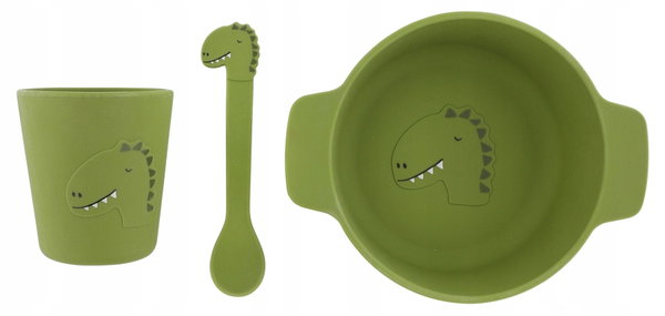 Zestaw silikonowych naczyń dla dzieci Dinozaur Trixie Baby