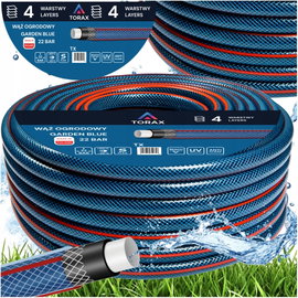 WĄŻ OGRODOWY 4-WARSTWOWY 22 BAR 3/4" 30M WZMOCNIONY DO WODY POLSKI +ZŁĄCZKI