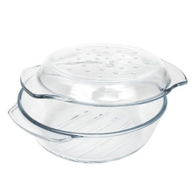 NACZYNIE ŻAROODPORNE Okrągłe Pokrywka PIECZENIA Termisil Grill&Drop 2,4 l