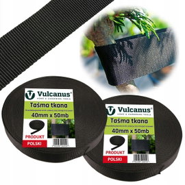2x Taśma Do Wiązania 40mm x 50mb Mocowania Drzew Krzewów Drzewek Czarna