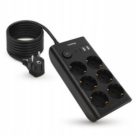 Przedłużacz Sieciowy Huslog HUS1052 2xUSB-A 2xUSB-C 3680W 1,5m Czarny