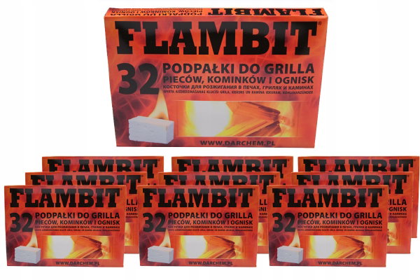 Podpałka Flambit Biała 320 Kostki Rozpałka Do Pieca Kominka Długie Spalanie