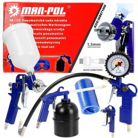 MARPOL ZESTAW NARZĘDZI PNEUMATYCZNYCH DO MALOWANIA 5EL PISTOLET WĄŻ M80710M