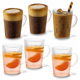 SZKLANKI do KAWY i HERBATY KUBKI z Uchem Zestaw Tadar Resis Hana 6 x 440 ml