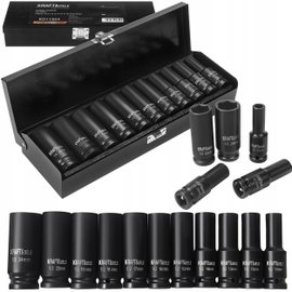 NASADKI UDAROWE ZESTAW DŁUGIE 1/2" CR-MO 11el. 10-24mm WALIZKA METALOWA