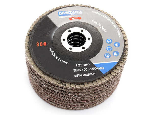 Komplet Tarcz listkowych do Metalu Drewna Kraft&Dele 10szt. 125mm P80