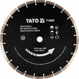 YATO TARCZA DIAMENTOWA DO CIĘCIA BETONU 350x25,4MM NA SUCHO YT-60003