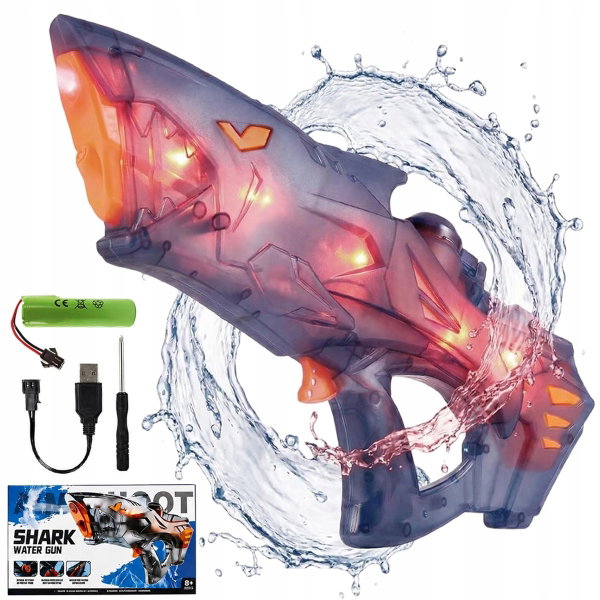 Pistolet rekin 600ml z efektami LED i zasięgiem 26ft dla dzieci niebiesk