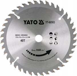 YATO TARCZA WIDIOWA DO DREWNA DREWNOPOCHODNYCH 170x16mm 40 ZĘBÓW YT-60583