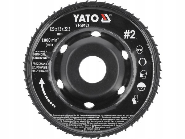 YATO TARCZA FREZ PEŁNY WYPUKŁY SZLIFIERKA TARNIK 120x12mm NR2 YATO YT-59183