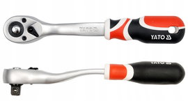 YATO ZESTAW GRZECHOTEK 3 SZTUKI 1/4" 3/8" 1/2" WYGIĘTA QUICK RELASE 72 ZĘBY