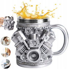KUBEK WYSOKIEJ JAKOŚCI DESIGN SILNIK V8 STAL NIERDZEWNA EKOLOGICZNY