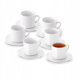 Zestaw FILIŻANEK do KAWY HERBATY Porcelanowe ze SPODKIEM Tadar 6x220 ml