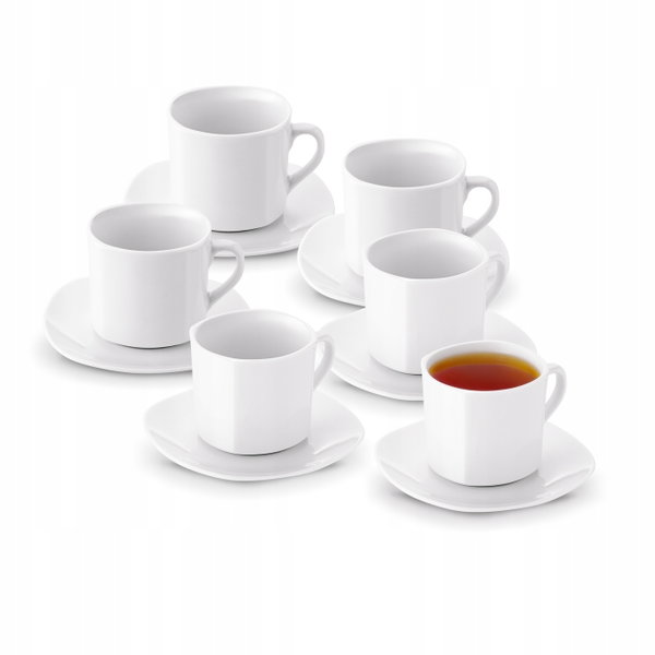 Zestaw FILIŻANEK do KAWY HERBATY Porcelanowe ze SPODKIEM Tadar 6x220 ml