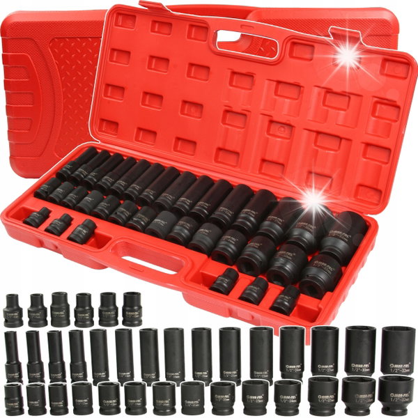 ZESTAW NASADEK UDAROWYCH NASADKI UDAROWE DŁUGIE KRÓTKIE 1/2" UDAR 35EL 8-32