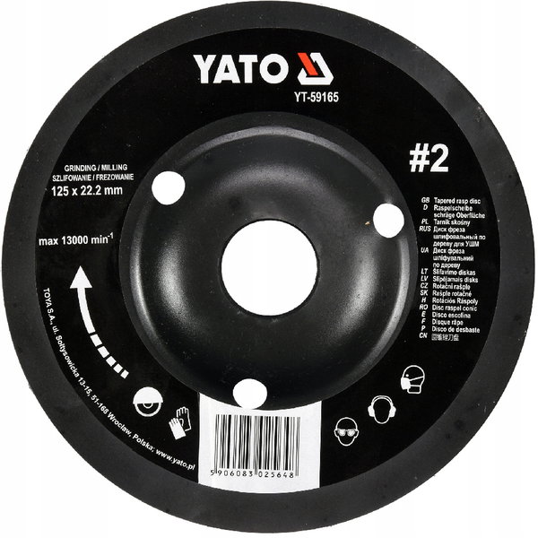YATO YT-59165 TARNIK SKOŚNY DO DREWNA 125MM NR2 FREZOWANIE SZLIFOWANIE