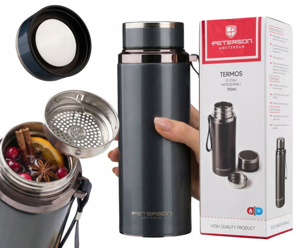 Termos na kawę herbatę szczelny kubek termiczny bez bpa Peterson 750 ml