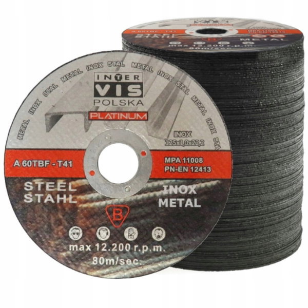 100 szt TARCZA TARCZE DO CIĘCIA METALU STALI 125x1 MOCNE INOX 125mm x 1.0