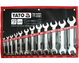 YATO ZESTAW KLUCZY PŁASKICH 6-32 MM 12 SZT WYSOKA JAKOŚĆ MATERIAŁU YT-0381